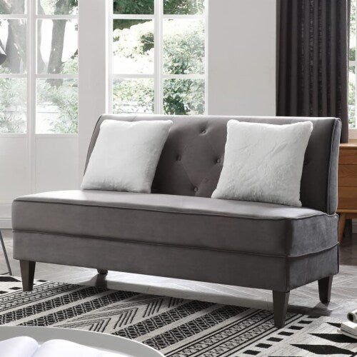 2 Seater Armless Velvet Sofa – Zavior Furniture Dubai