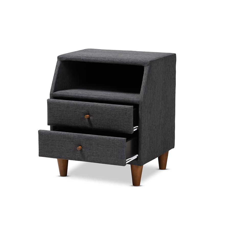 Claverie Mid-Century Fabric Upholstered Nightstand
