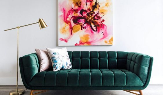 Flared Arm Tufted Velvet 3 Seater Sofa