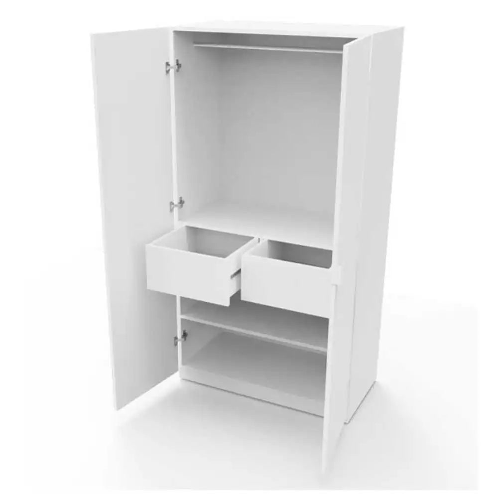 White MDF Wardrobe with Garment Bar Zavior Furniture