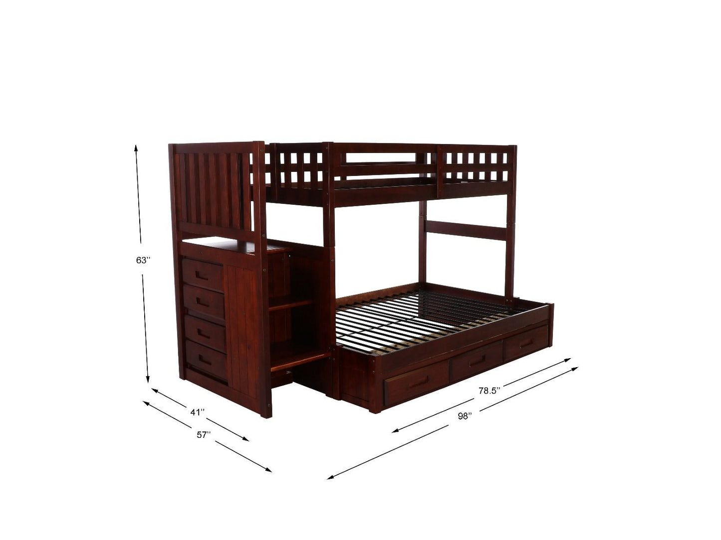 MERLOT TWIN OVER FULL STAIRBED | DISCOVERY WORLD FURNITURE