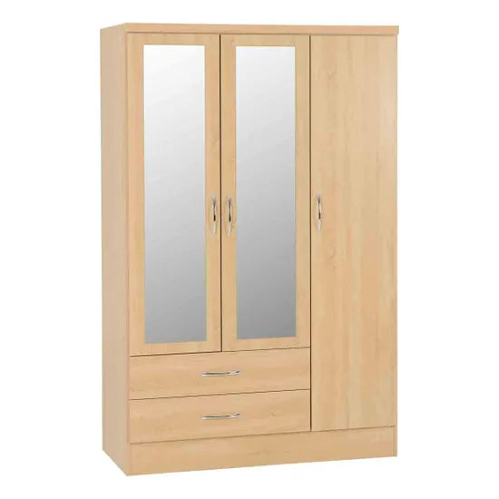 Nevada White Drawer Wardrobe With Mirror