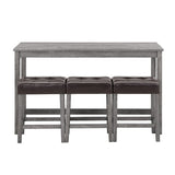 Zavior 4-Piece Bar Table Set with Power Outlet and 3 Chairs