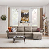 Modern 4-Seater L-Shaped Sectional Sofa with Storage Ottoman