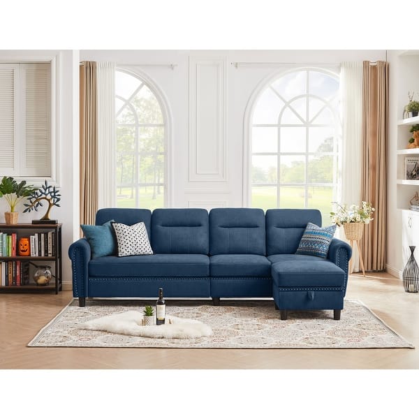 4 Seater L Shaped Sofa with Storage Ottoman | Zavior Dubai