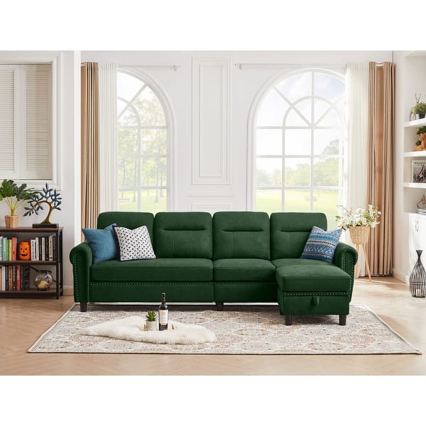Modern 4-Seater L-Shaped Sectional Sofa with Storage Ottoman