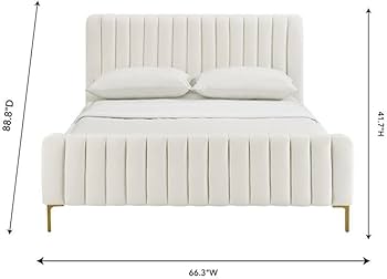 Angela Channel Tufted Velvet Bed in Grey