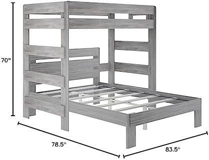 Farmhouse Twin over Queen L Shaped Bunk Bed - Barnwood Brown