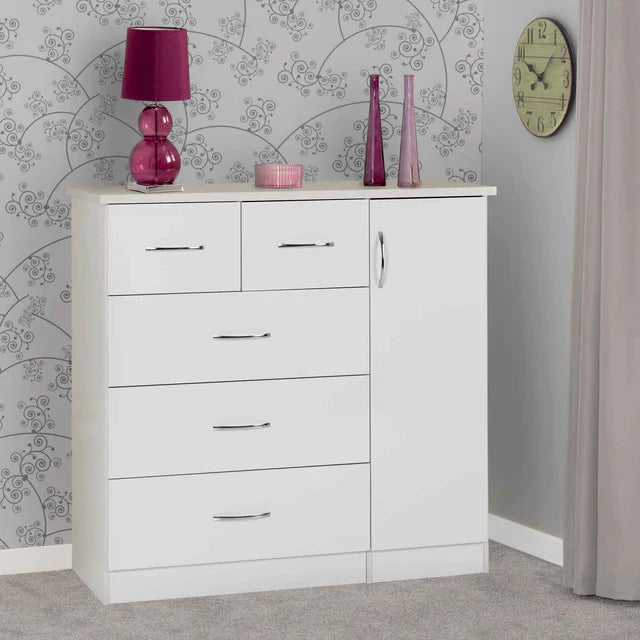 Zaviour Grey 5 Drawer Compact Wardrobe