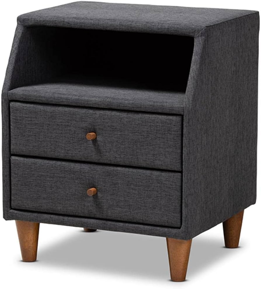 Claverie Mid-Century Fabric Upholstered Nightstand