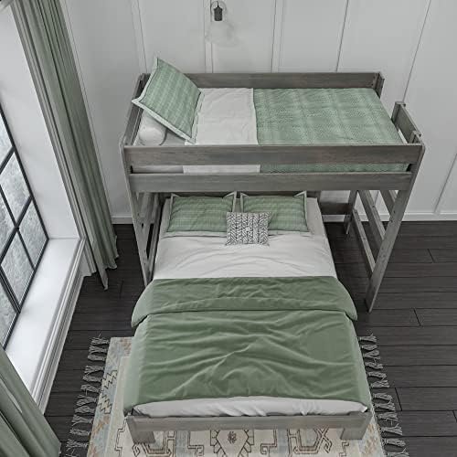 Farmhouse Twin over Queen L Shaped Bunk Bed - Barnwood Brown