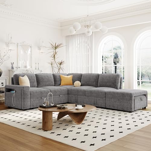 Beige 90.6" L-Shaped Sectional Sofa with Storage