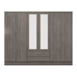 6 Door Wooden Wardrobe Cabinet with Mirror by Zavior Furniture