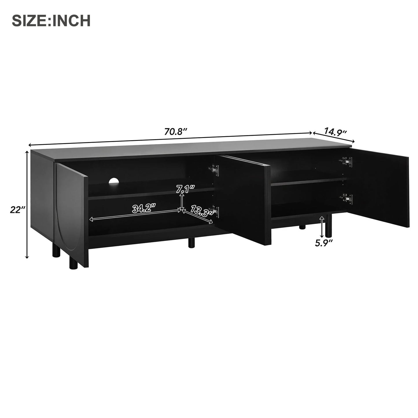 Minimalist TV Stand with Arch Cabinets for TVs Up to 78"