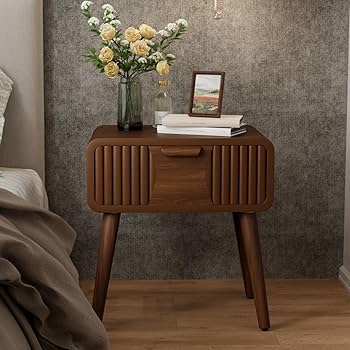COSIEST Modern Brown Nightstand with Drawer