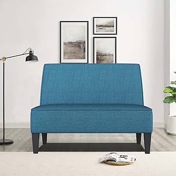 Shoshone Caribbean Blue Linen Armless Settee