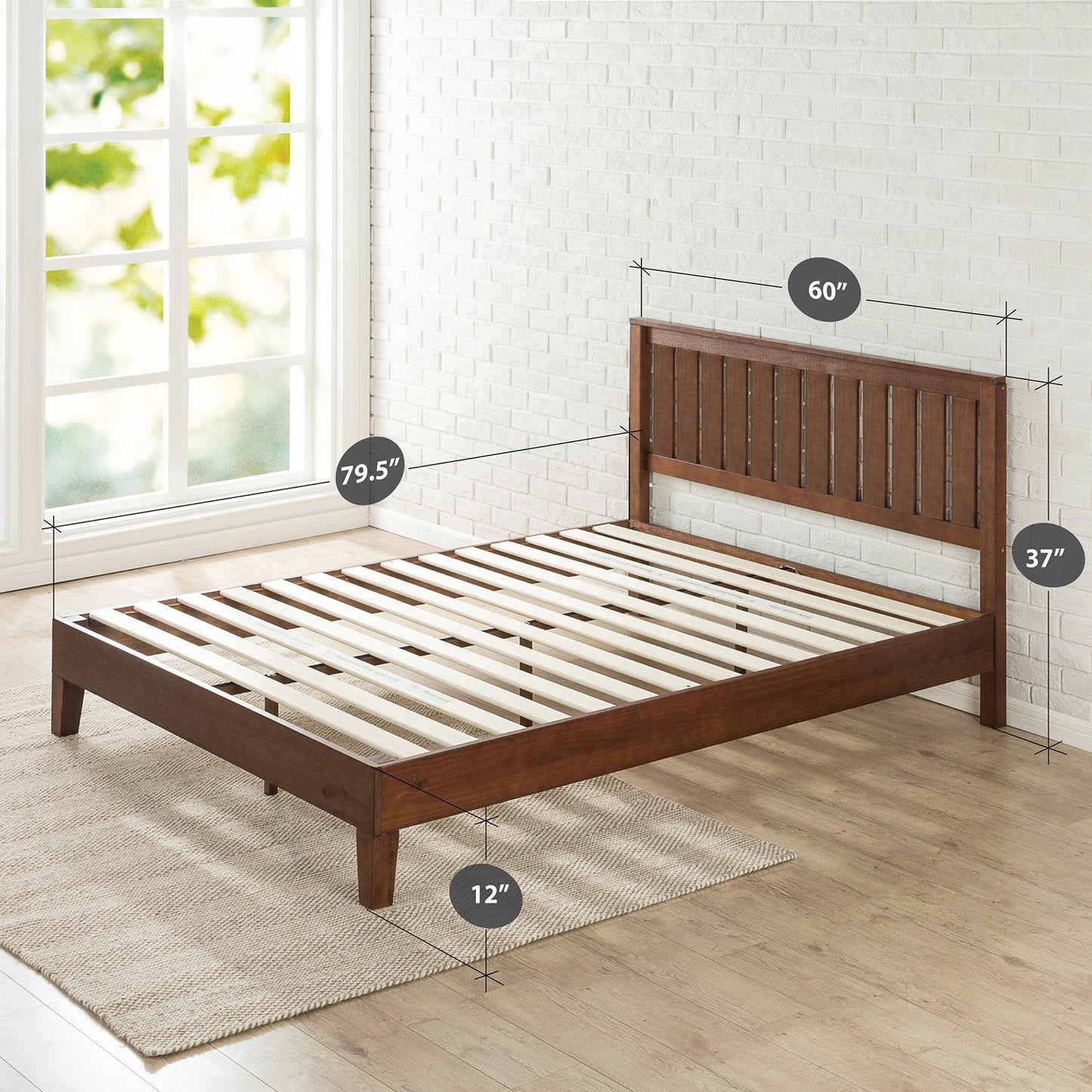 Espresso Solid Wood Plat Form Bed