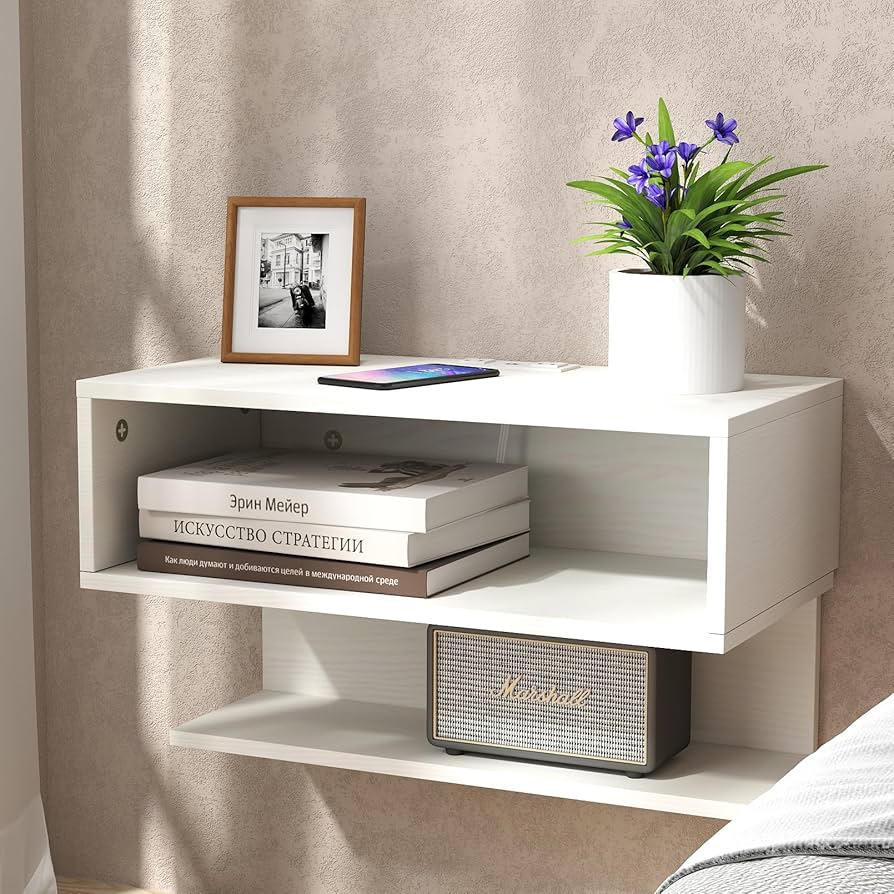 Wall Mounted Open Shelves Night Stand
