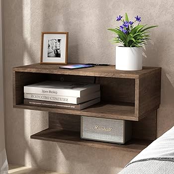 Wall Mounted Open Shelves Night Stand