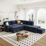 Beige 90.6" L-Shaped Sectional Sofa with Storage