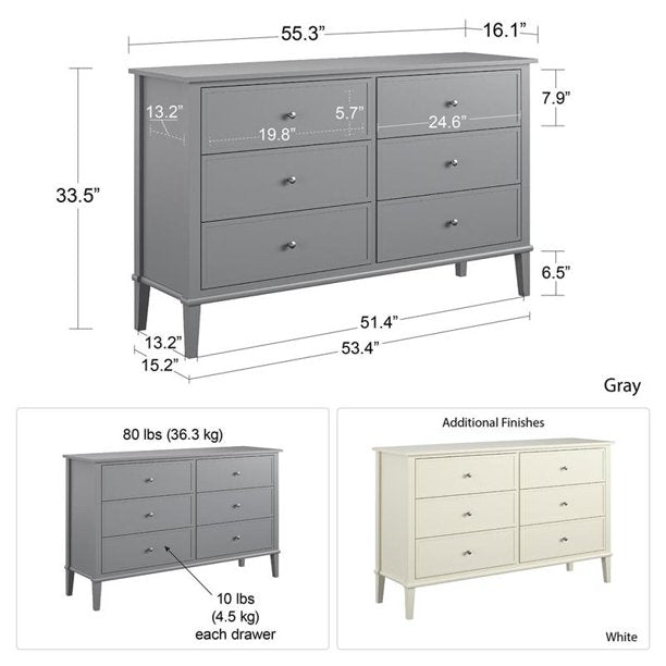 Soderville 6 Drawer Dresser in Pink