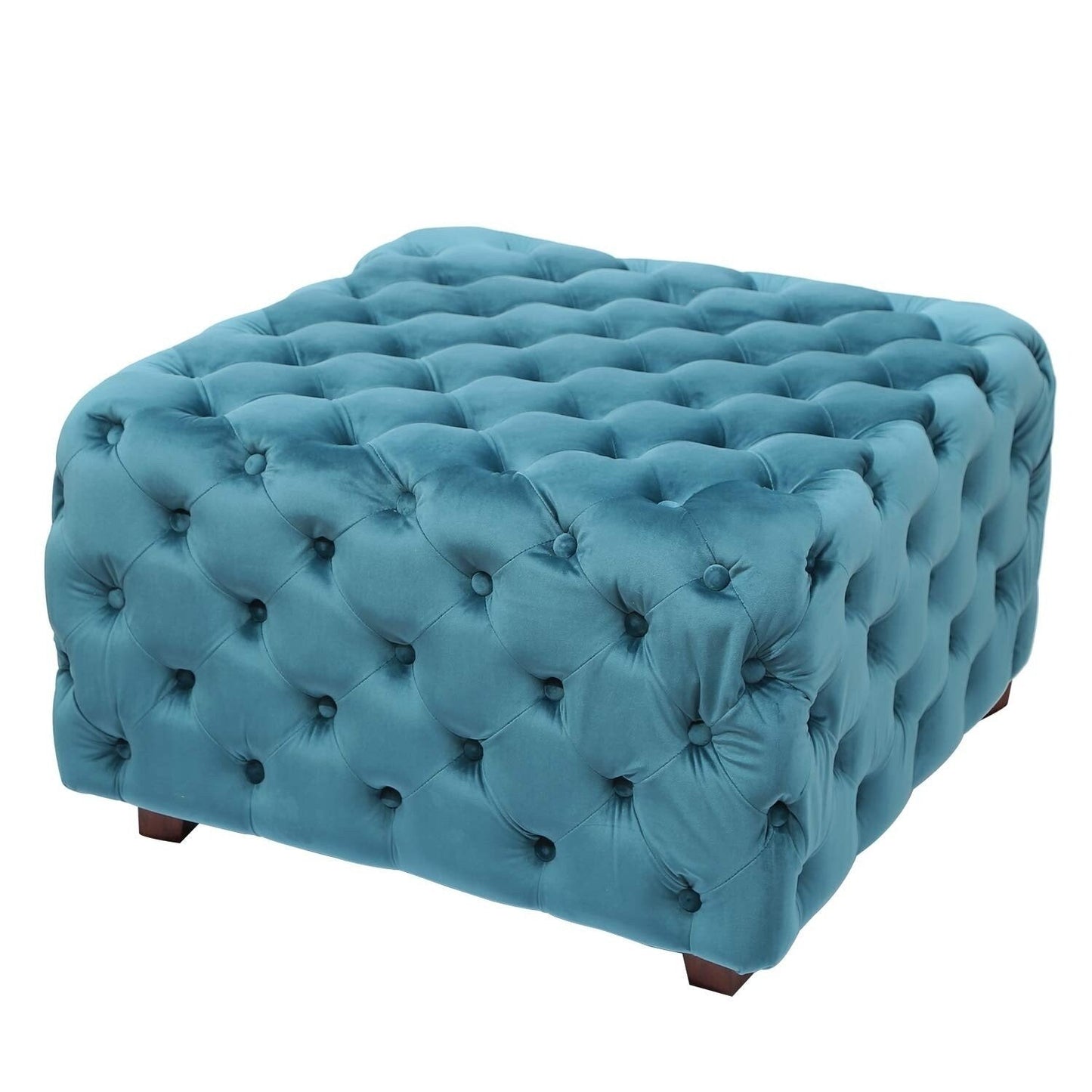 BLUE Square Tufted Fabric, Bench
