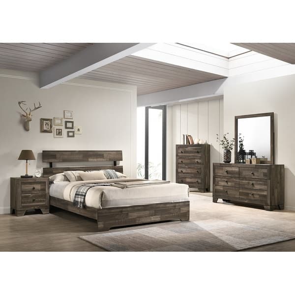 Annis 5 Piece Brown Rustic Platform Bedroom Set