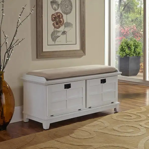 The Gray Barn Old Stone Upholstered Storage Bench - White