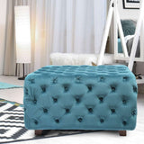 BLUE Square Tufted Fabric, Bench