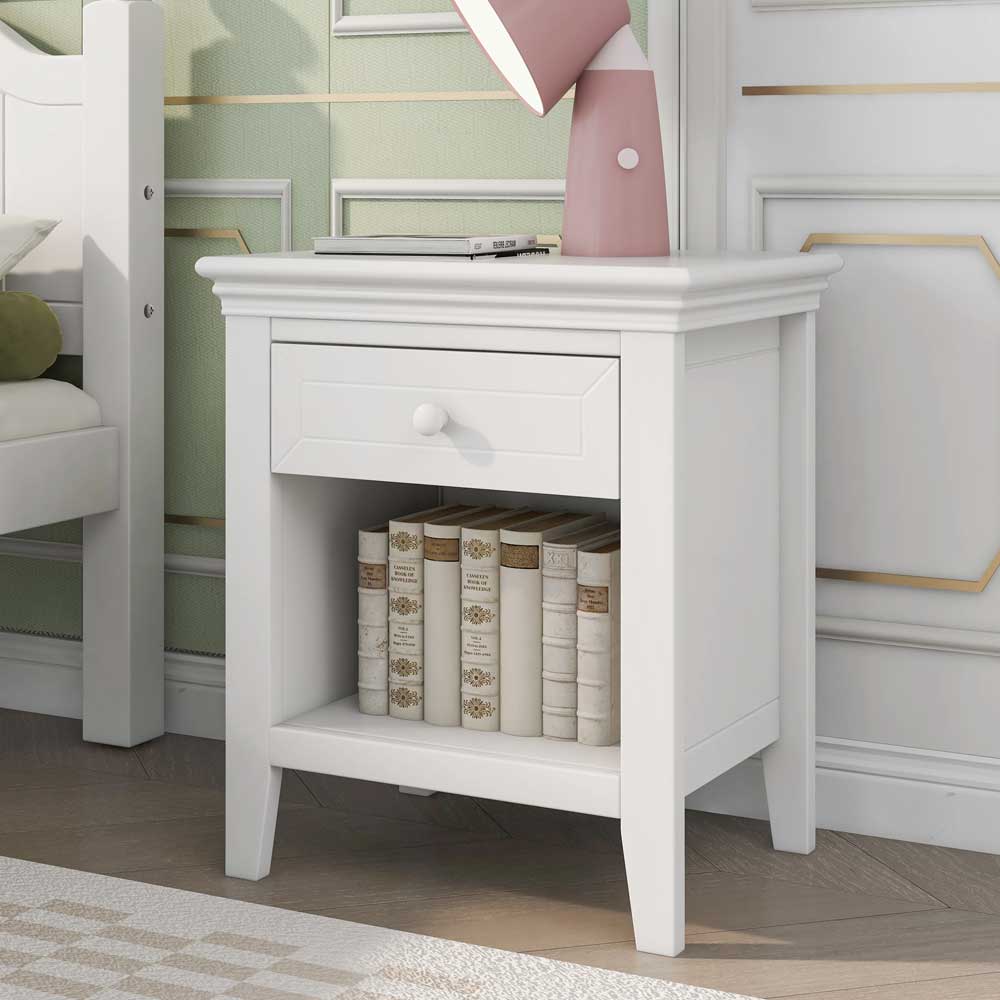 White 6 Piece Bedroom Set with Bed, Dresser & Mirror