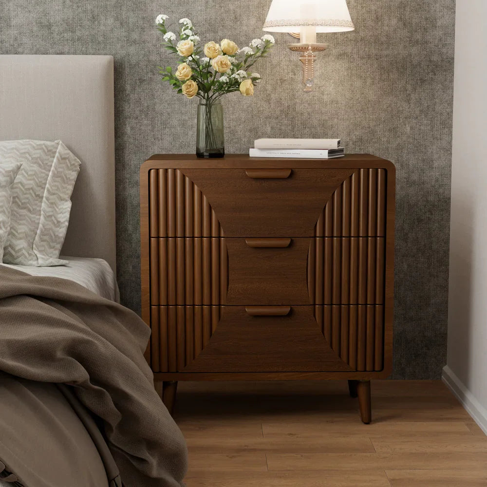 COSIEST Modern Brown Nightstand with Drawer