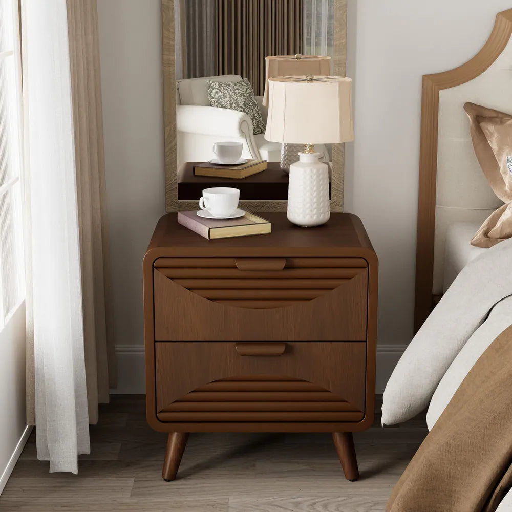 COSIEST Modern Brown Nightstand with Drawer