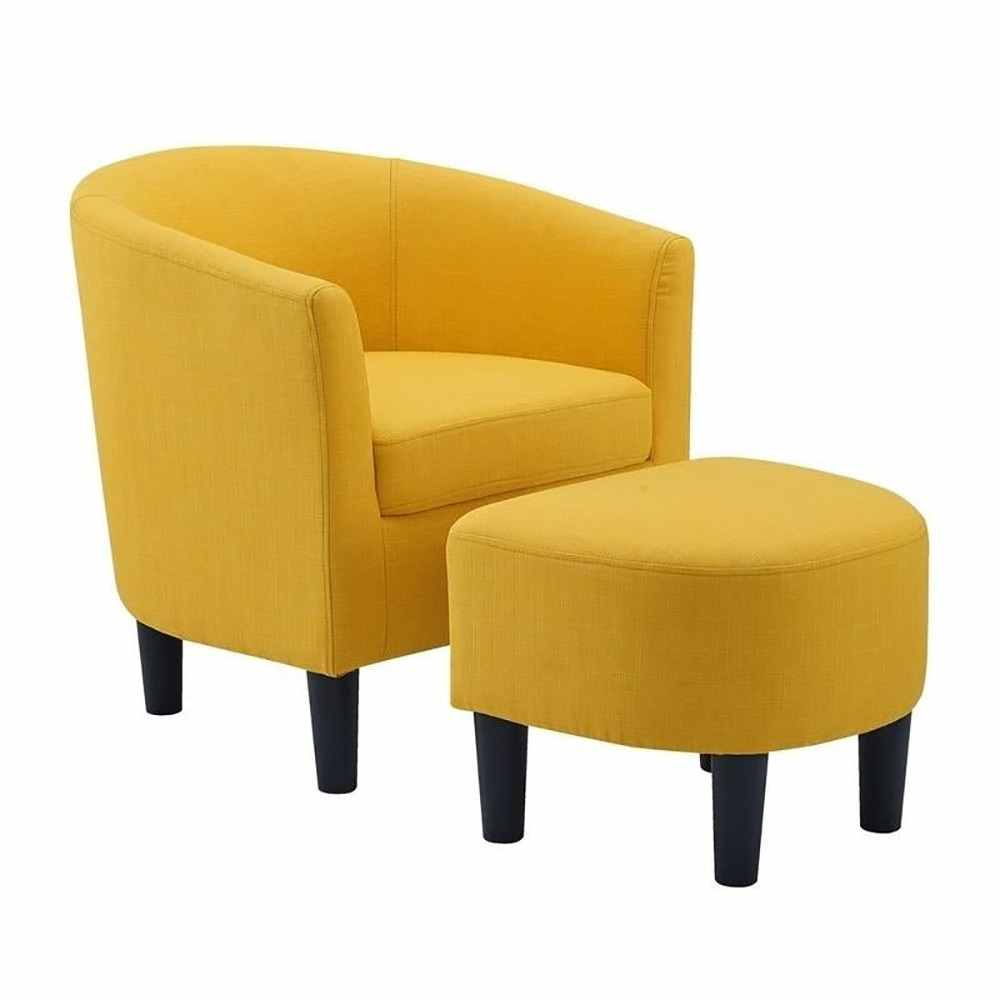 Camilla Fabric Barrel Chair with Ottoman Set