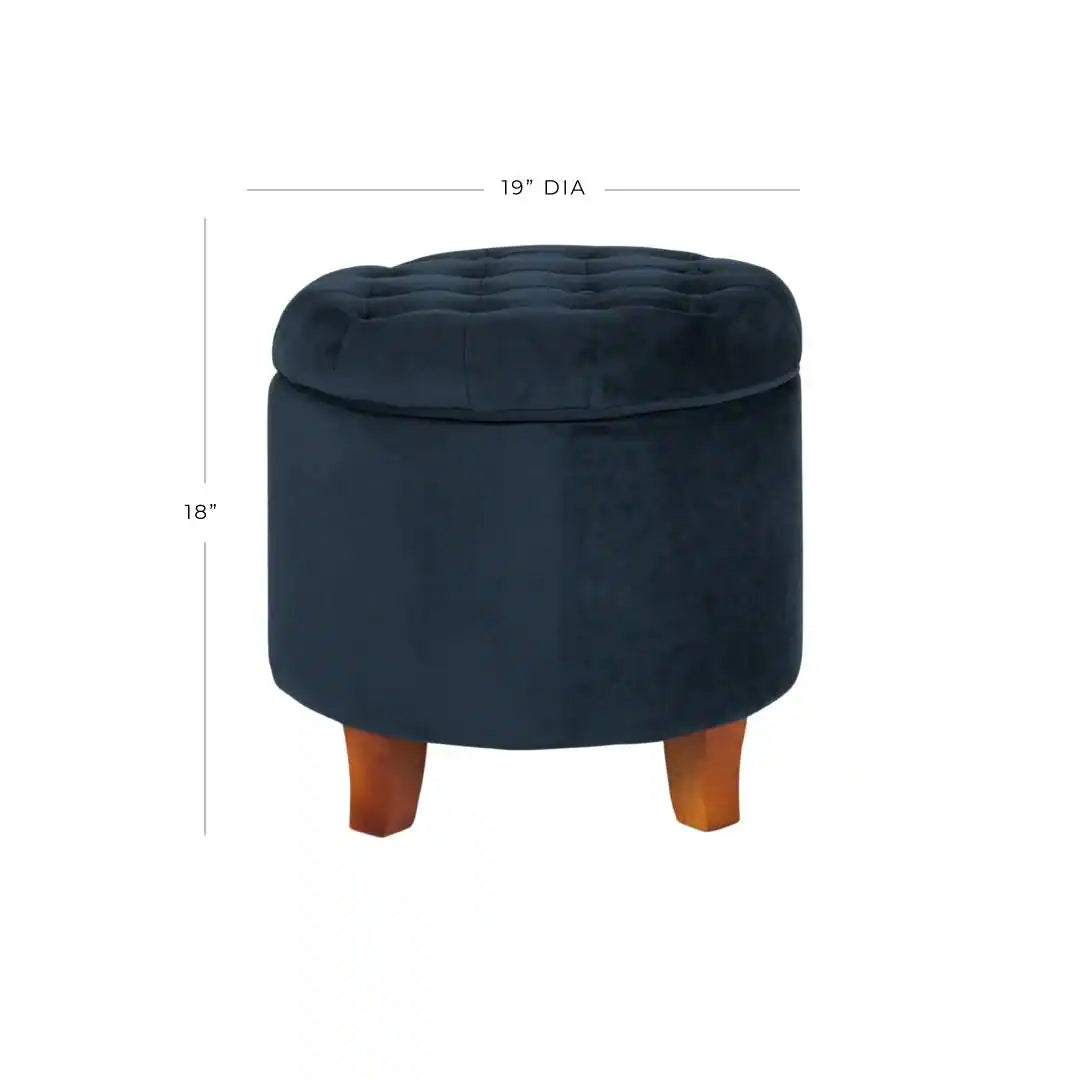 Carson Round Button-Tufted Storage Ottoman