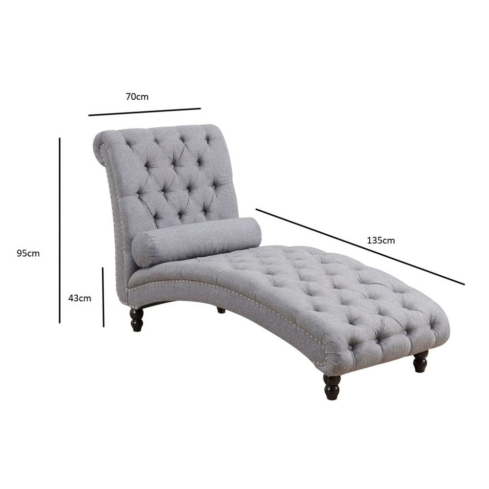Chesterfield Tufted Nailhead Armless Chaise Lounge