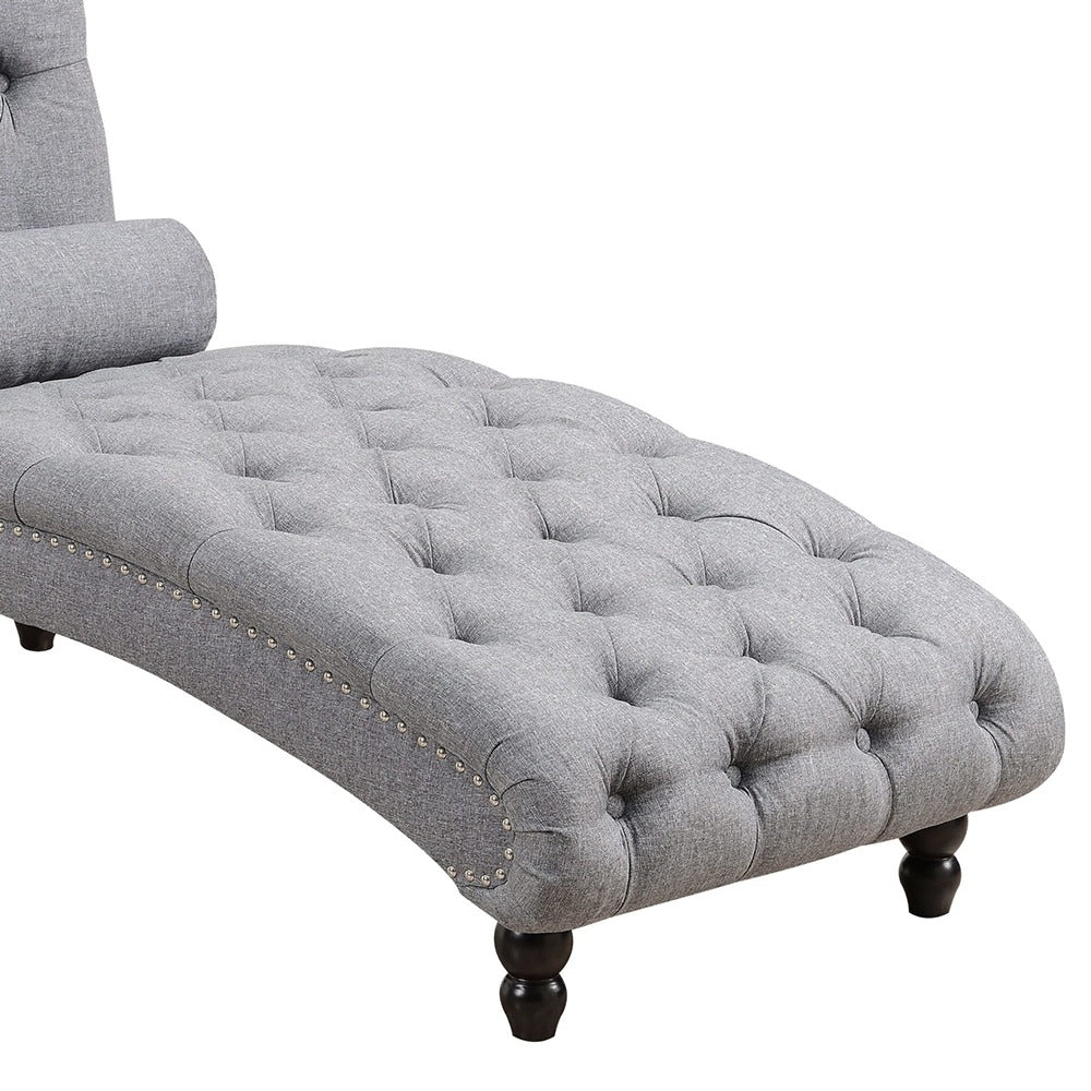 Chesterfield Tufted Nailhead Armless Chaise Lounge