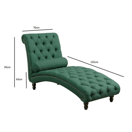 Chesterfield Tufted Nailhead Armless Chaise Lounge