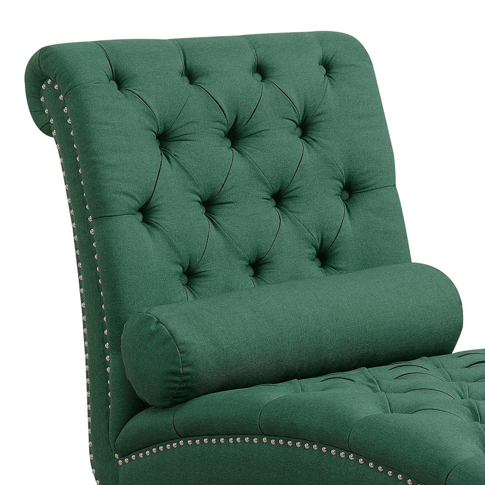 Chesterfield Tufted Nailhead Armless Chaise Lounge