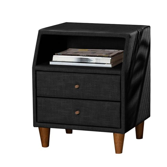 Claverie Mid-Century Fabric Upholstered Nightstand