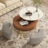 Round Coffee Table with Hidden Storage 3 Stools Included - 31'5" x 31'5"