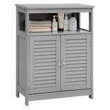 Costway Bathroom Storage Wood Floor Cabinet with Double Shutter Door - Grey