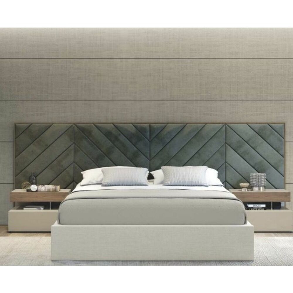 WallPanel Headboard Bed With Cross Lines Tufted