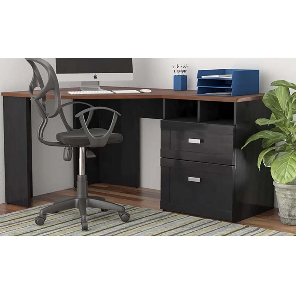 Curved Corner Computer Table in Black