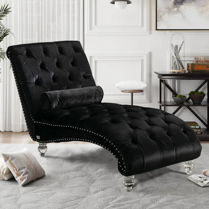 Chesterfield Tufted Nailhead Armless Chaise Lounge