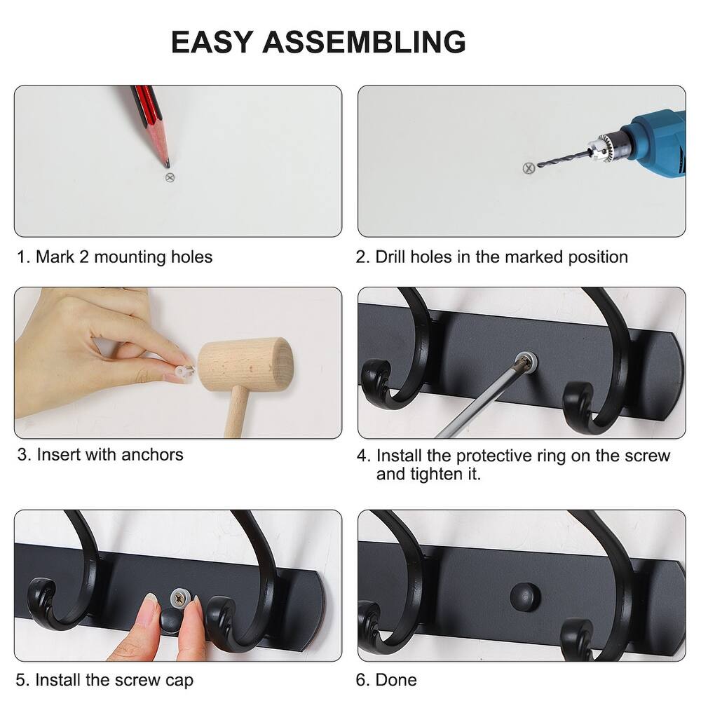 Dual Wall Hook with Stainless Steel Base - 3/4/5 Hooks | Stylish Coat and Towel Holder for UAE Homes
