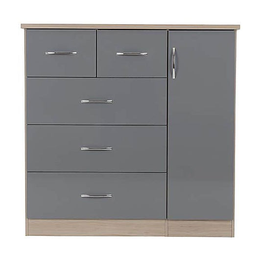 Zaviour Grey 5 Drawer Compact Wardrobe