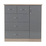 Zaviour Grey 5 Drawer Compact Wardrobe