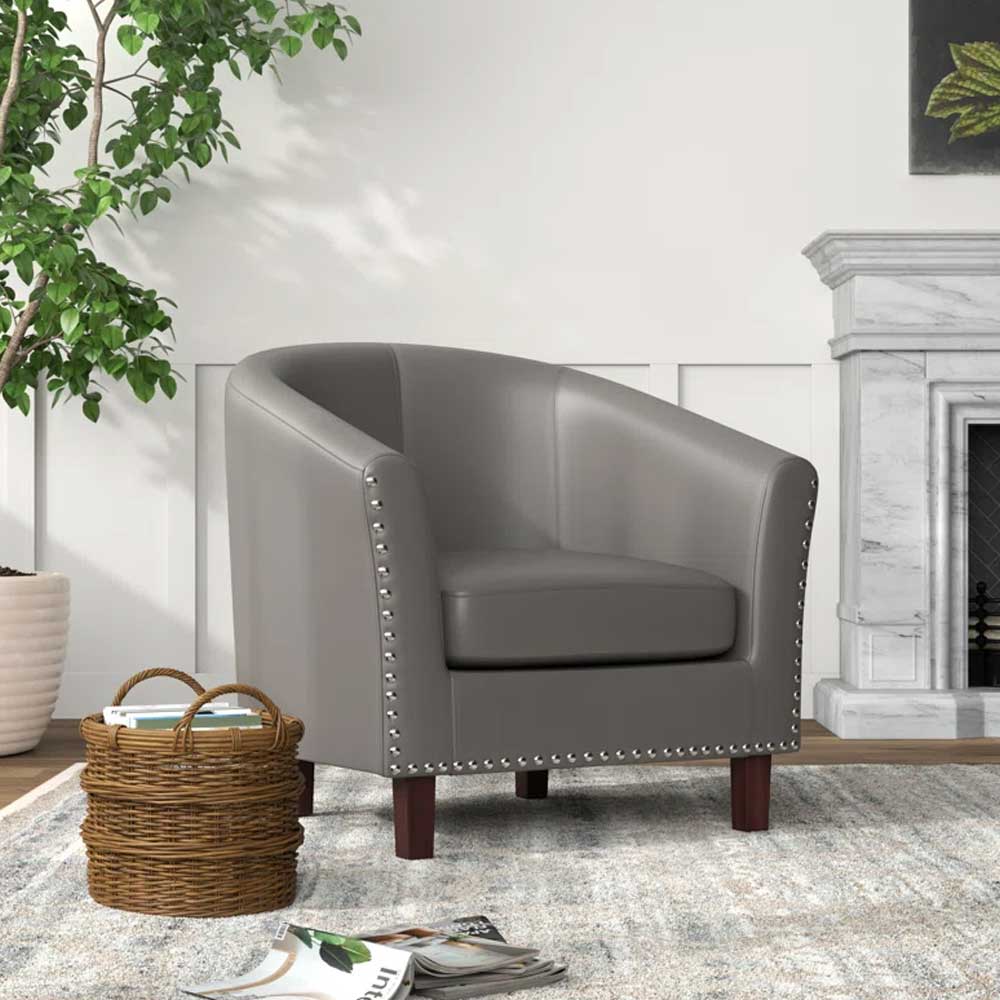 Faux Leather Upholstered Accent Chair