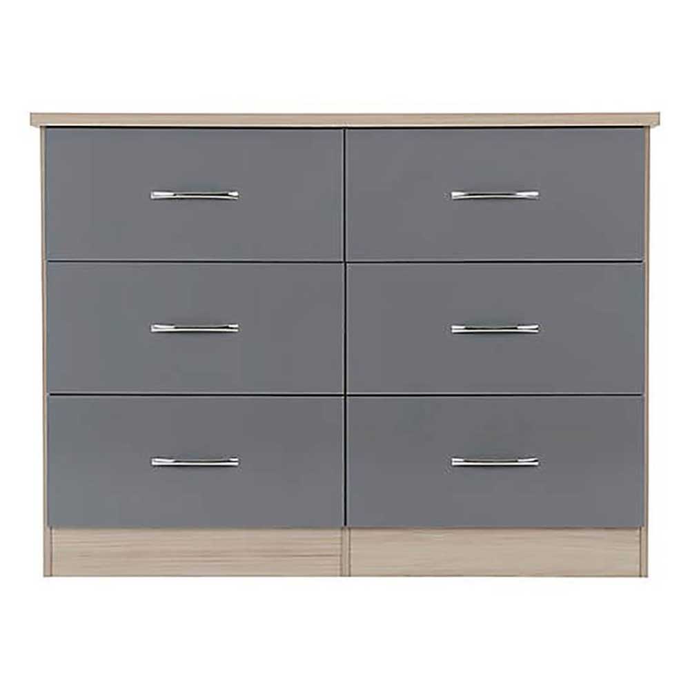 Grey 6 Drawer Chest of Drawer Zaviour