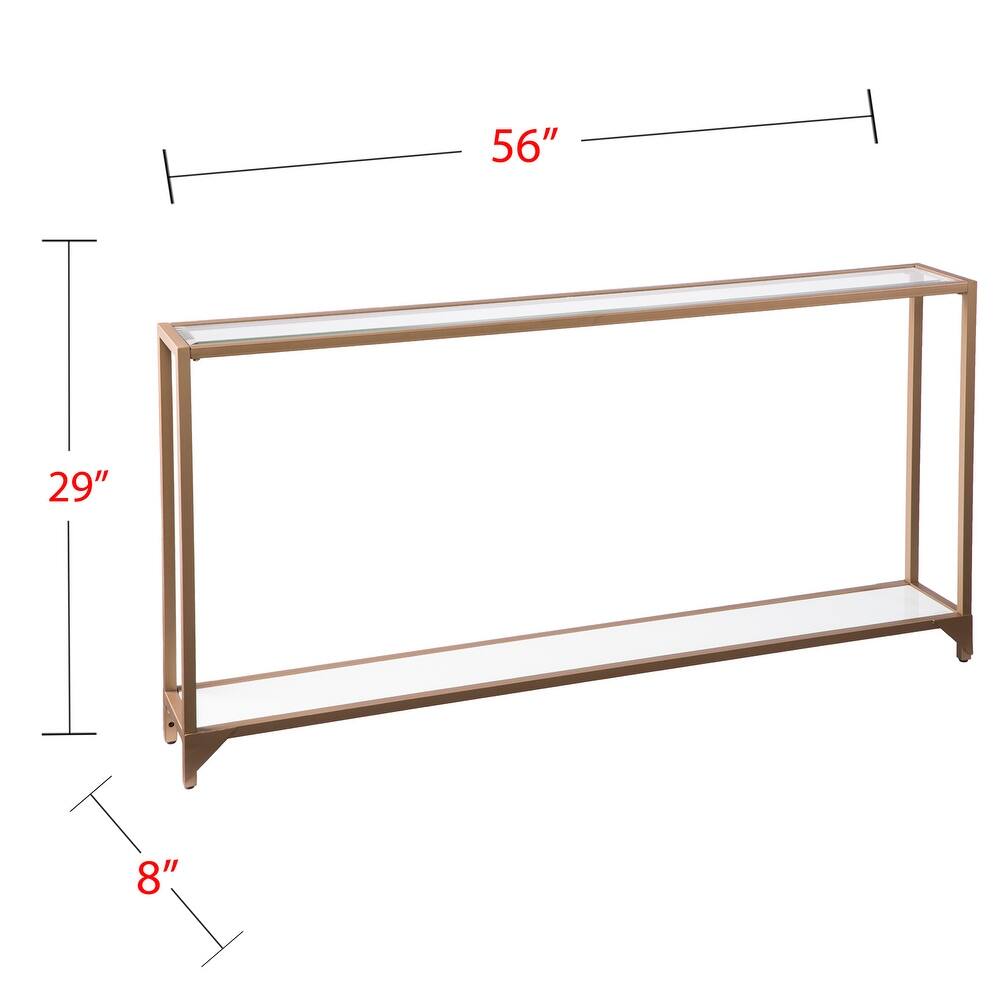 SEI Furniture Grant Narrow Console Table with Glass Shelf Display – Dubai, UAE